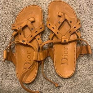DIOR boho 'Gaucho' camel brown leather sandals